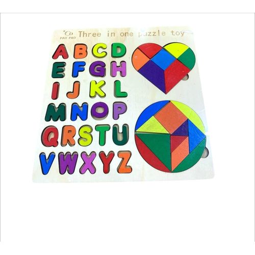 3-in-1 Wooden Puzzle Board with Alphabet – Endless Learning Fun