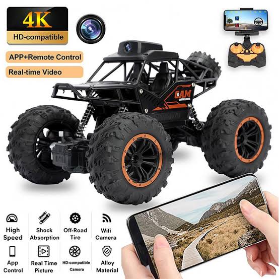High-Speed 4WD Mini RC Car with Wireless Camera WIFI and Alloy APP Control Hand-Assembly & Charging Features for Toys