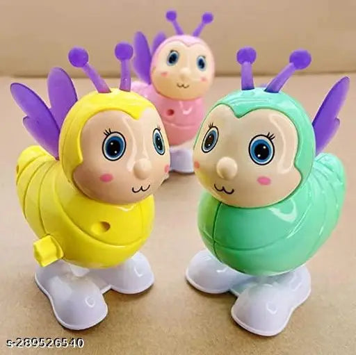FunBlast Wind Up Bee Toys for Kids - Colorful Press and Go Cute Bee Toy with Key Winding UP and Moving Toy for Toddlers, Boys, Girls, Jumping Bird Toys (Yellow)