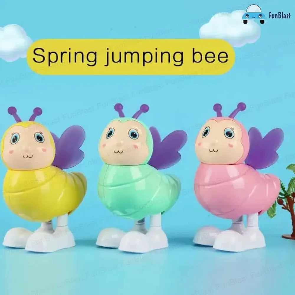 FunBlast Wind Up Bee Toys for Kids - Colorful Press and Go Cute Bee Toy with Key Winding UP and Moving Toy for Toddlers, Boys, Girls, Jumping Bird Toys (Yellow)