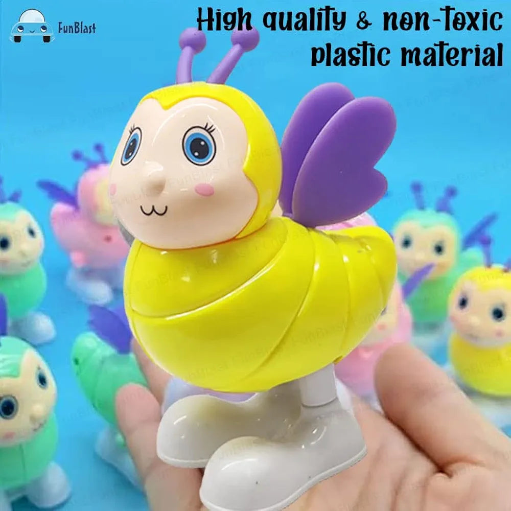FunBlast Wind Up Bee Toys for Kids - Colorful Press and Go Cute Bee Toy with Key Winding UP and Moving Toy for Toddlers, Boys, Girls, Jumping Bird Toys (Yellow)