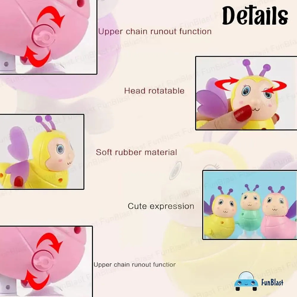 FunBlast Wind Up Bee Toys for Kids - Colorful Press and Go Cute Bee Toy with Key Winding UP and Moving Toy for Toddlers, Boys, Girls, Jumping Bird Toys (Yellow)