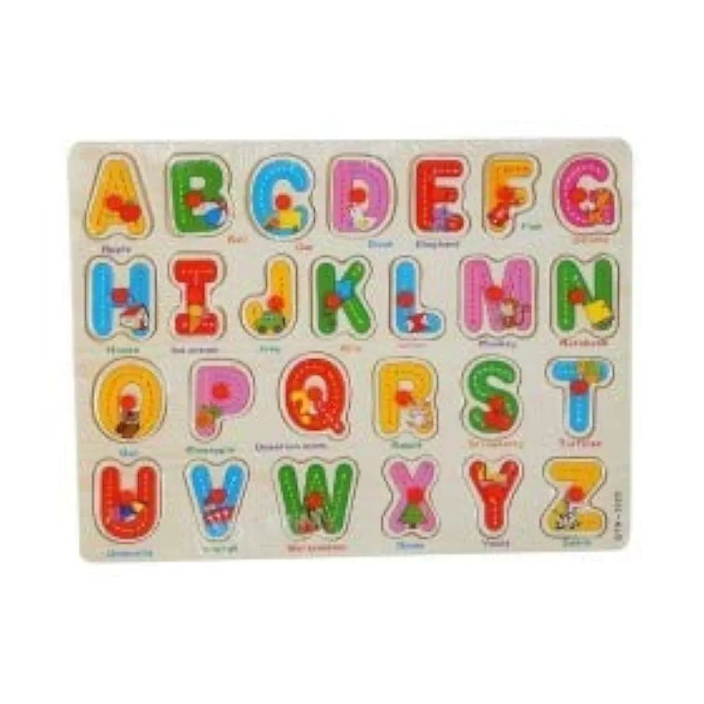 Urban Luxy Wooden Colorful Learning Educational Board for Kids with Knobs, Educational Learning Wooden Board Tray, Size- 30 X 22 cm ((ABC Alphabet))