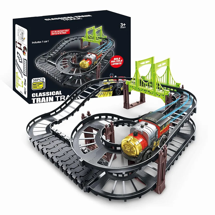 Classical Train Track Set – Battery Operated Toy Train for Kids (38 PCS)
