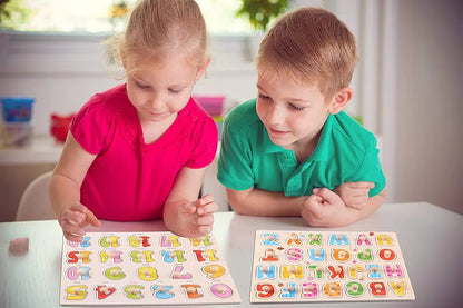 Urban Luxy Wooden Colorful Learning Educational Board for Kids with Knobs, Educational Learning Wooden Board Tray, Size- 30 X 22 cm ((ABC Alphabet))