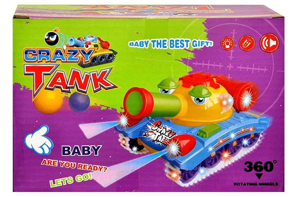 Crazy Tank Toy with Rotating Lights & Sound – Launch Bomb Action (Ages 3+)