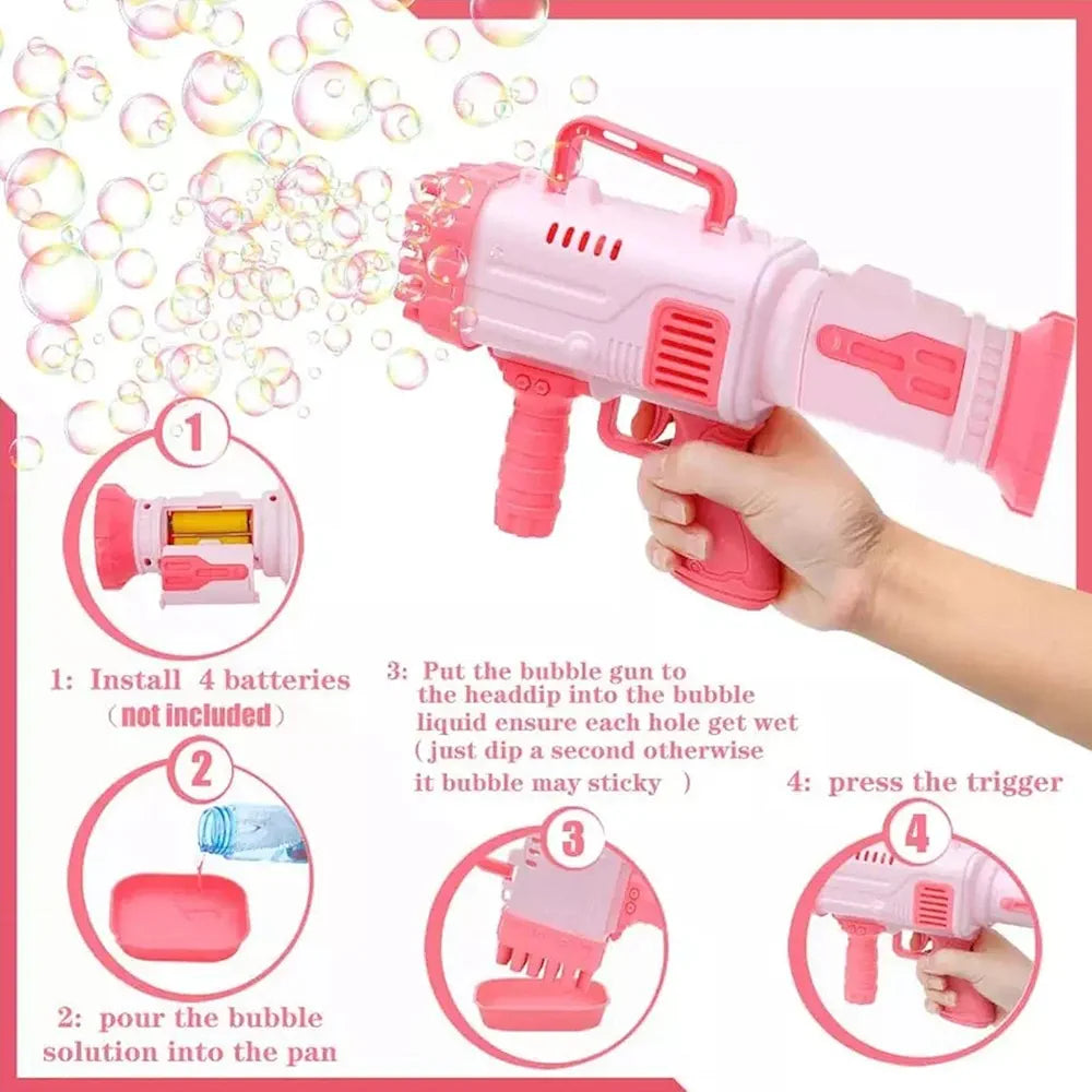 32 Holes Rocket Bubble Gun – Automatic Kids Bubble Machine Toy