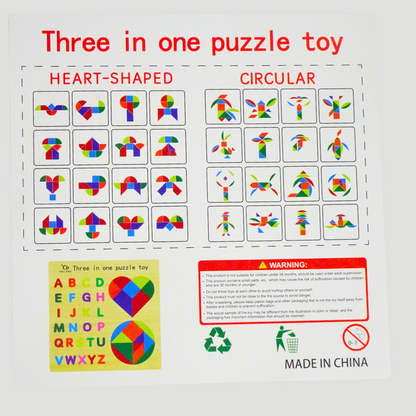 3-in-1 Wooden Puzzle Board with Alphabet – Endless Learning Fun
